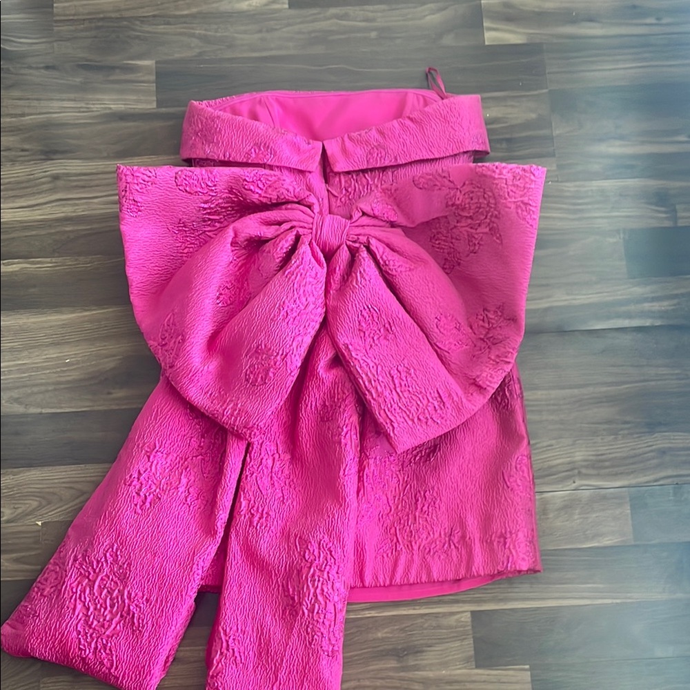 Rebecca Vallance Pink Midi Pencil Dress Tie Front